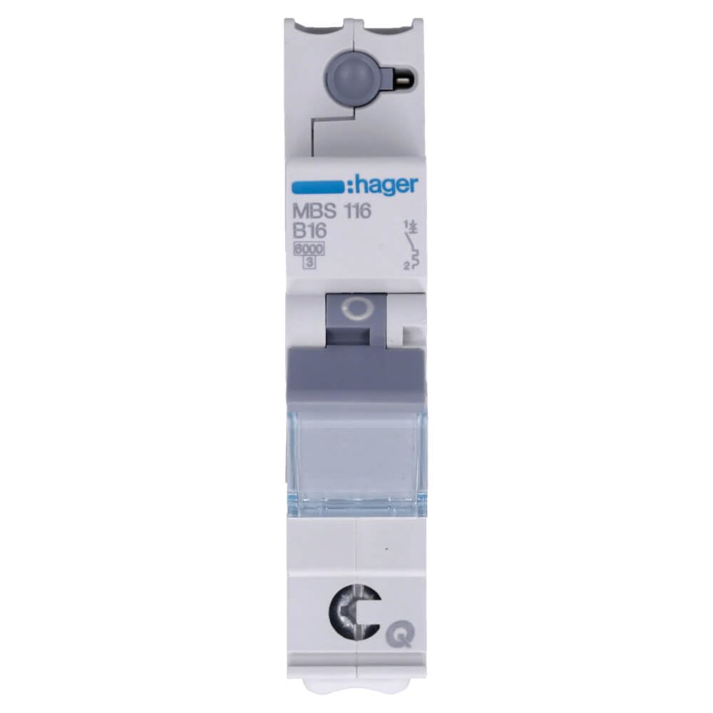 12x Hager (MBS.116) LS-Schalter 1Polig 6kA B-16A 1Modul QC