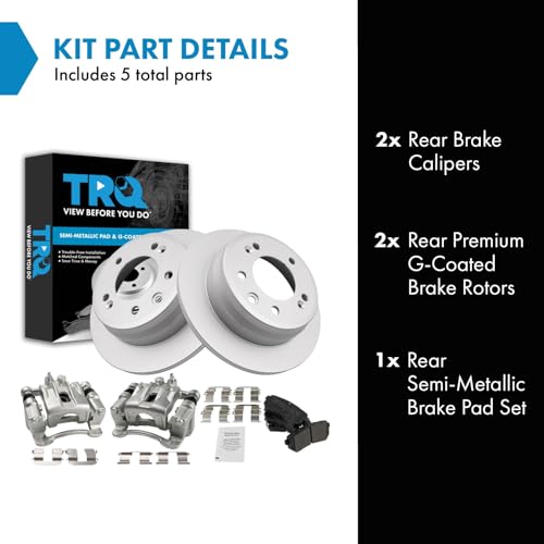 Image of TRQ Rear Brake Pad and Rotor Set Semi Metallic Solid Rotors Calipers | For 2010-2015 Hyundai Tucson 2011-2016 Kia Sportage