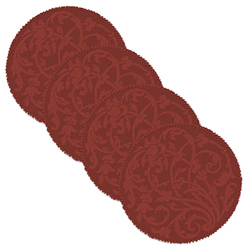 212 Main 12 in. Rondeau Round Doilies Paprika - Set of 4