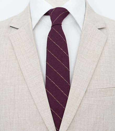 Image of BELLUNO Men's 2.5 inch Skinny Solid Cotton Linen Ties