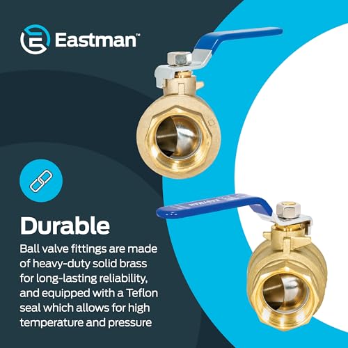 Image of Eastman 1-1 /2 Inch IPS Heavy Duty Full Port Ball Valve, Brass Plumbing Fitting, 20053LF