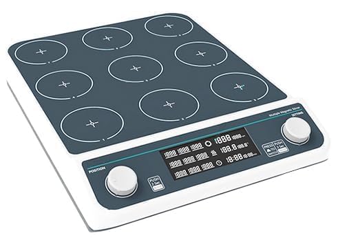 Miniatura 5 de Digital Multi Position Magnetic Stirrer Lab Magnetic Stirrer with 9 Stirring Points Speed 50-1500 RPM Max Stirring Volume 9 * 500 ML Plate Size