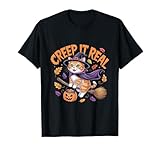 Photo Gallery halloween witch cat - creep it real funny spooky kitty tees maglietta Photo Gallery halloween witch cat - creep it real funny spooky kitty tees maglietta