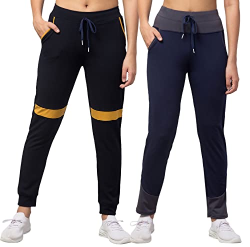 Image of BLUECON Women's Slim Fit Polyester Trackpants (Combo Pack of 2)
