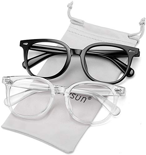 WOWSUN Blue Light Blocking Glasses Computer Glasses women men Eyeglasses Frame Anti Eyestrain UV 400 Clear Lens Eyeglasses