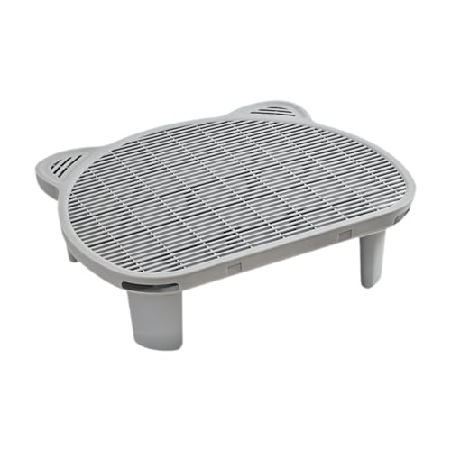 Dualoai 猫砂マット フィルター機能付き高架猫砂スロープ 滑り止め二重層猫砂トラッパー 猫用ステップ, グレー