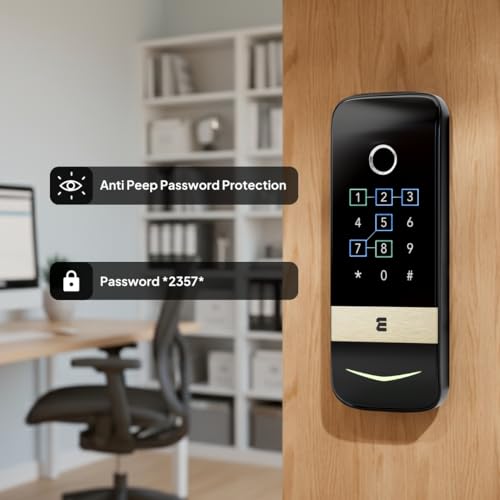 WME DL2 Smart Door Lock – Wi-Fi Voice Fingerprint Keypad (Alexa/Google), Digital Door Lock, Black and Gold, Wi-Fi Enabled with 8-in-1 Access, Aluminium Alloy, Indoor Security, Modern - Image 6