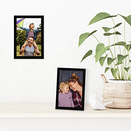 Americanflat 4x6 Picture Frame with Shatter-Resistant Glass - Streamline Collection - Thin Border Photo Frame for Tabletop and Wall Display - Hanging Hardware and Easel Stand Included - Black