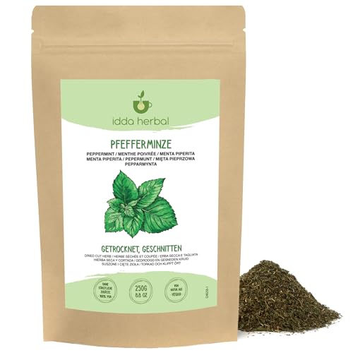 IDDA Herbal Menta Piperita Infusion 250g, Hojas de Menta Secas y Cortadas para Infusiones, Té Suelto