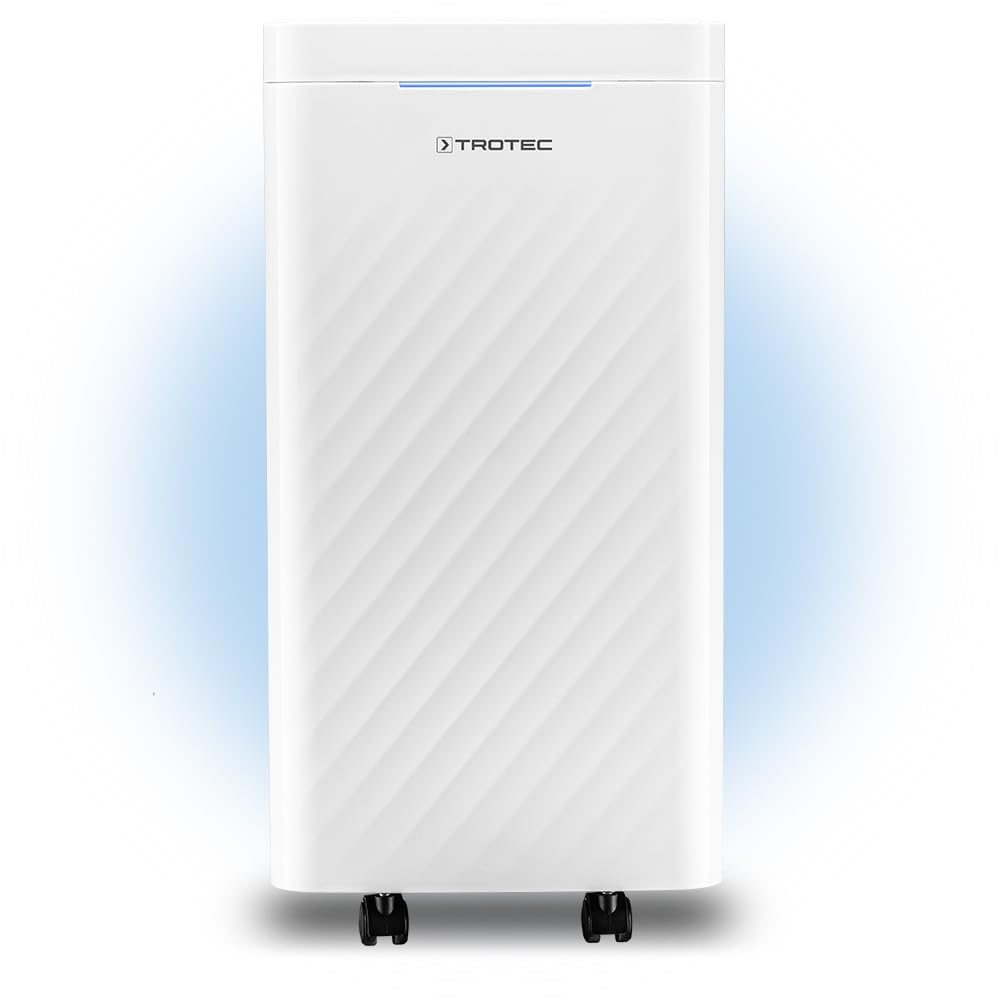 TROTEC Deshumidificador y purificador de aire de diseño TTK 27 HEPA, 12 L/día, Filtro HEPA con 95% de Efectividad, Pantalla LED, 2 en 1, Reinicio Automático, Función Secado de Ropa