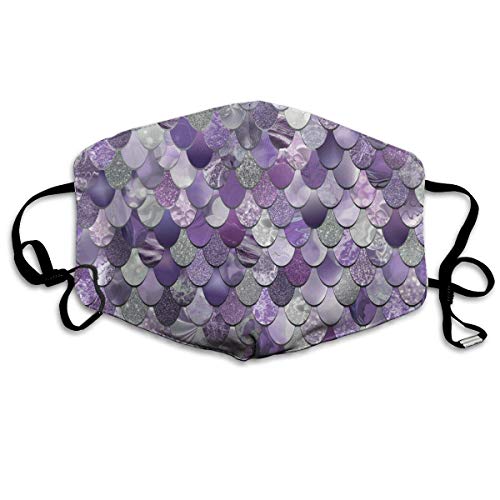 Preisvergleich Produktbild Mundschutz Frauen Männer Atmungsaktive Anti-Staub-Gesichtsmundabdeckung, warm winddicht, lila Meerjungfrau-Waage (10 Filter)