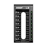 XTAR L8 Intelligentes Ladegerät mit 8 Steckplätzen für AA/AAA Li-Ion 1,5 V & Ni-MH 1,2 V USB-C QC3.0 18 W wiederaufladbar Sicherheit 6 Schutzvorrichtungen
