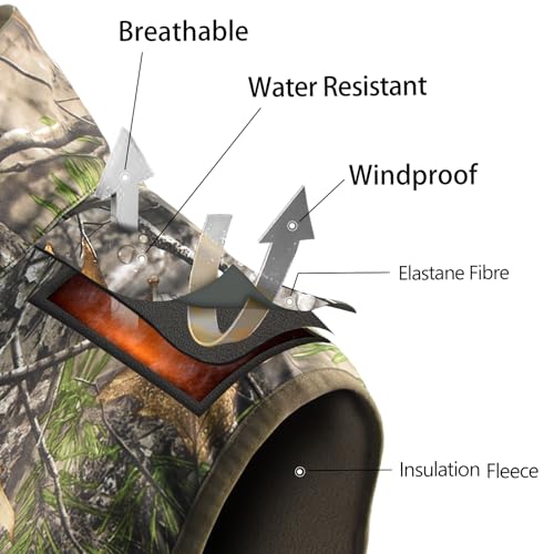LOOGU Mens Camo Hunting Vest Softshell Fleece Lined Outdoor Fishing Outwear4