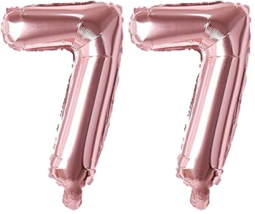 Image of Rozi Decoration 16-Inch Rose Gold Foil Number 7 Balloon - Helium-Ready 2-Pack Party Supplies for 7th Birthday & Anniversary