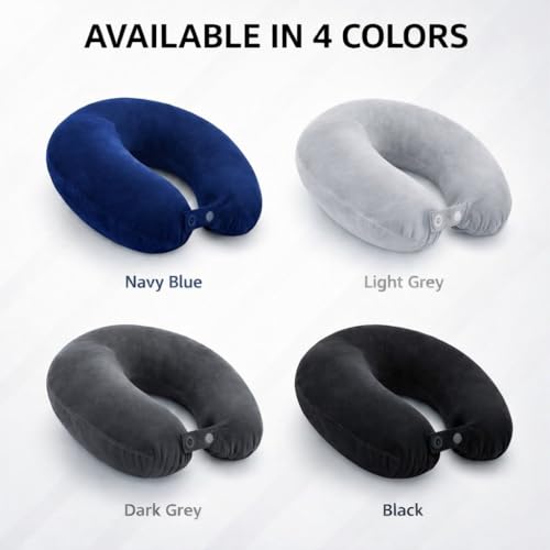 Image of Travel Neck Pillow | Soft & Supportive Fiber Filling | Washable Cover for Flight, Train & Car Travel | Comfortable U Shape Neck Support Pillow - Black