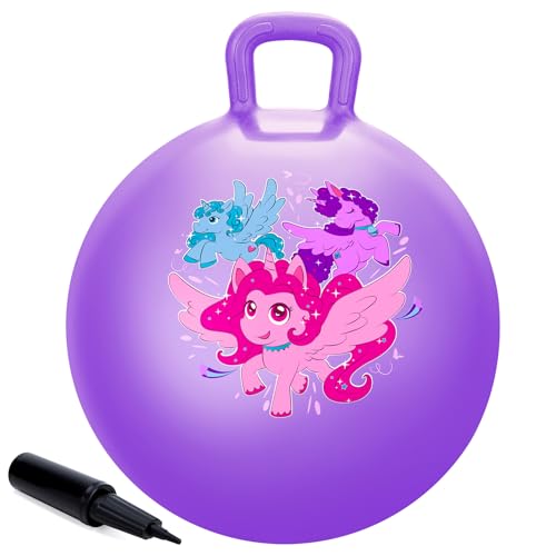 Upper Rider Hopper Ball for Kids 3-6, Bounce Ball with Handle for Toddlers Age 3 4 5 6,18" Hopping Ball Toy for Indoor Outdoor Easter/Birthday Gift Purple Unicorn by Upper Rider - Used condition - US$16.23