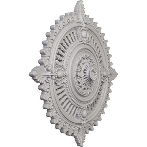 Image of 29 1 /8 inchOD x 1 1 /4 inchID x 4 inchP Haylynn Ceiling Medallion (Fits Canopies up to 1 1 /4 inch), Hand-Painted Ultra Pure White