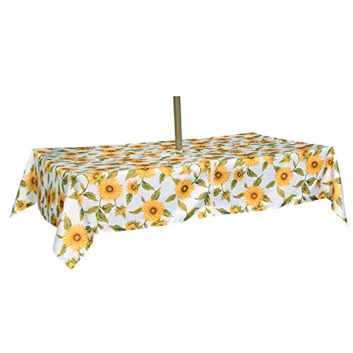 Image of EHouseHome Outdoor Indoor 60x84 inch Rectangle Tablecloth with Umbrella Hole and Zipper, Waterproof Zippered Patio Table Cloths, Spring /Summer Table Covers for Backyard Circular Table /BBQs /Picnic