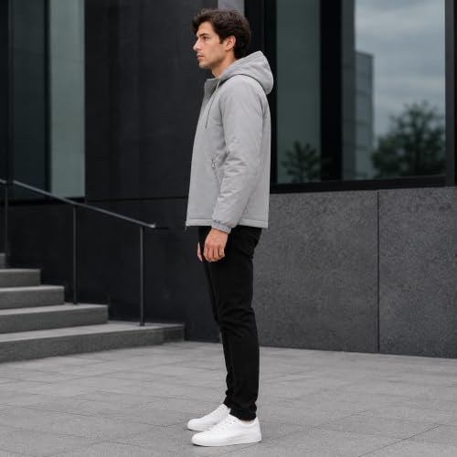 Image of MIA FASHION Men's Hooded Waterproof Rain Jacket Lightweight Wind Resistant Jacket with Zipper Pockets for Bike Riding, Travel & Outdoor Use