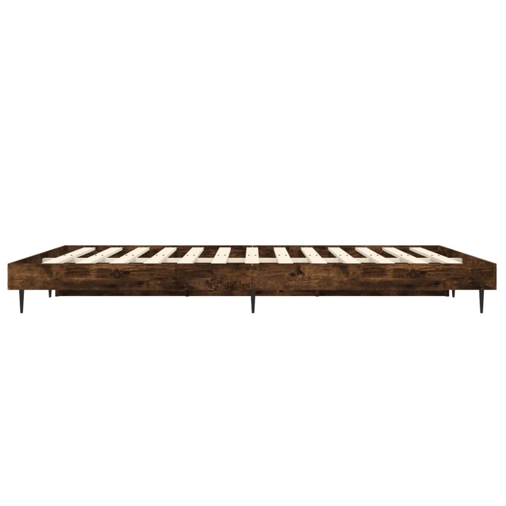 Rama łóżka, łóżko rodzinne, łóżko podwójne, do sypialni, bez materaca, dąb wędzony, 140 x 190 cm, materiał drewnopochodny