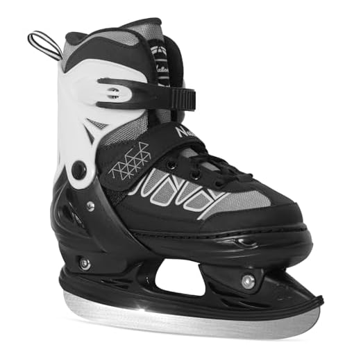 Nattork Ice Skates for Kids, Black for Teenager Youth Kids, Adjustable Ice Skates for Boys and Girls - Ice Hockey Skates for Outdoor and Rink, Warm and Soft Plush Lining and Enhanced Ankle Support.