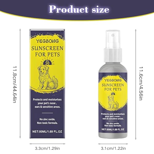 Sonnenschutz Spray für Hunde und Katzen, Feuchtigkeitsspendender Schutz für Hunde und Katzen, Schützt vor Sonnenstrahlen und Sonne, 50ml