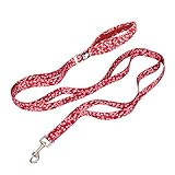 TRUE LOVE Floral Dog Leash with Multi Handles Durable Chain Rope Soft Neoprene Padded Training Control Pet Walking Lead for Small Dogs TLL3112(Poppy Red,M)