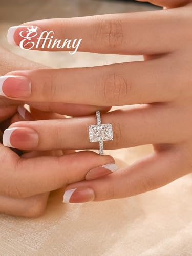 3.5/7.0ct Radiant Cut Engagement Ring,Simulated Diamond Promise Ring for Women in 925 Sterling Silver3