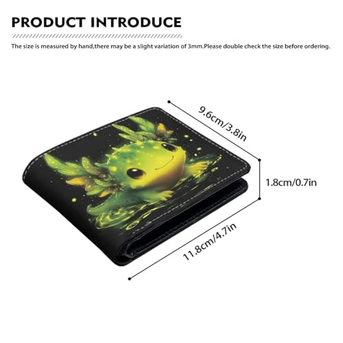 Image of Coldinair Axolotl Leather Wallets for Boys 6-12 Cartoon Bifold Wallet for Teen Boys,Green Credit Card Cash Id Holder Rfid Blocking Small Wallets with Coin Pocket