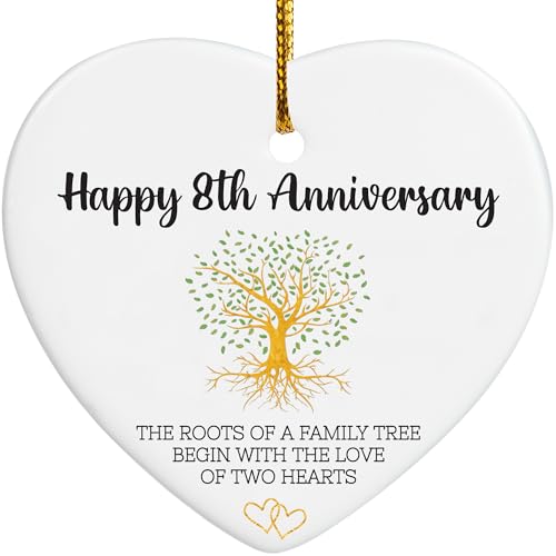 Morycraft 8th Anniversary Ornament Gifts, Best Bronze Anniversary Wedding Romantic Keepsake, Happy 8 Year Bronze Wedding Valentines Gifts for Him, Her, Husband, Wife, Couple, Men, Women