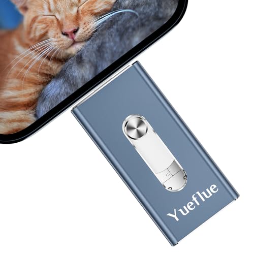 Yueflue Cle USB 256 Go, Smartphone Clef pour Stocker Plus Images et de Vidéos. Double Interface Push-Pull avec Adaptateur de Type C Séparé, Clé USB 3 en 1...