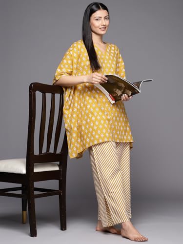 Image of Libas Womens Printed Cotton Night Suit Set for Women | Sleep wear