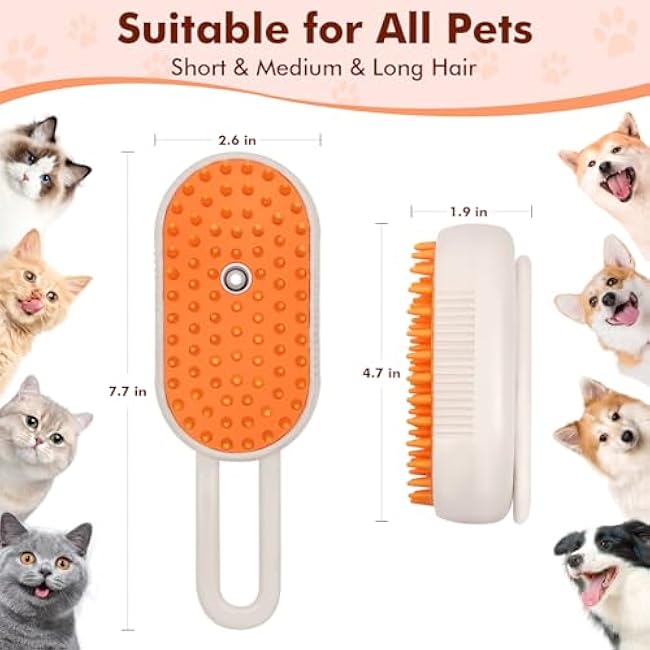 Cloud Care Cat Brush, Cat Steam Brush for Shedding, 4-In-1 Self-Cleaning Pet Steam Brushs for Long and Short Hair Cats and Dogs Grooming Supplies-iinrrHHX