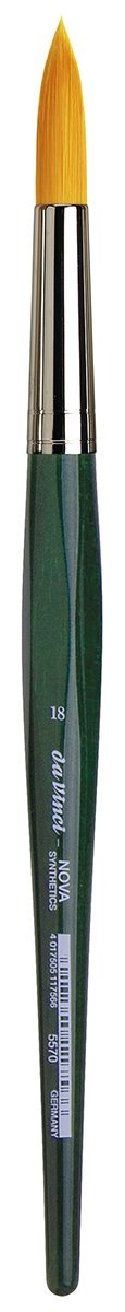 da Vinci Watercolor Series 5570 CosmoTop Nova Paint Brush, Round Synthetic with Short Green Handle, Size 18