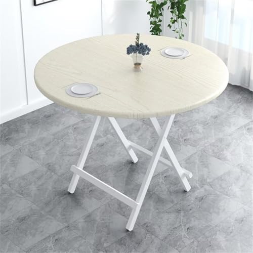 Hinniuy折畳みテーブル 丸 ダイニングテーブル 折り畳み リビングテーブル 木製 食卓テーブル 丸 テーブル 組み立て不要 お手入れ簡単 省スペース 2/3/4人用 キッチン/レストラン/アウトドア/キャンプ （幅70cmx奥行70cmx高さ73cm） (A,60*60*53CM)のサムネイル