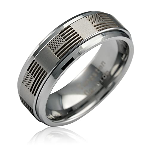 100S JEWELRY Spinner Rings For Men America Flag Skull Claddagh Dragon Silver Wedding Bands Size 6-16