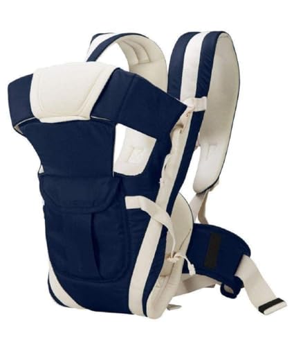 Image of LittleBoo New Born Baby Carrier Bag 4-in-1 Adjustable Baby Sitting Carrier Bag - Front & Back Carry with Head Support, Safety Belt & Buckle Straps for 0-24 Months (Navy Blue)