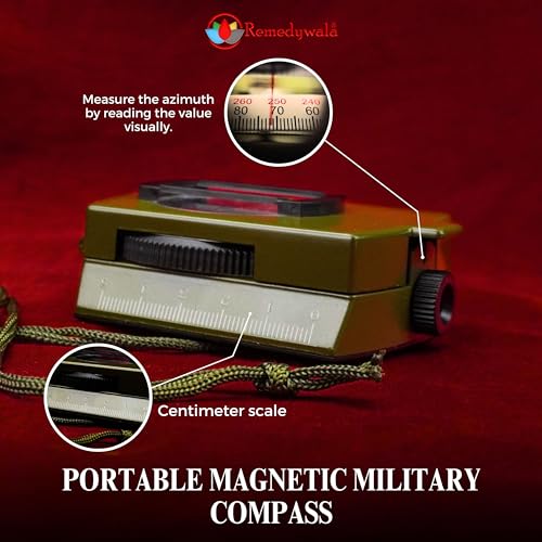 Image of REMEDYWALA Waterproof High Accuracy Military Compass for Directions Vastu Professional (3.25 x 2.5 x 1.2 inch)