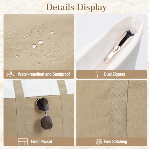 Bolsa de playa grande para mujer con cremallera 6