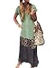 Minetom Robe Longue Femme Grande Taille Manche Courte Col V Dégradé Patchwork Ete Bohême Boho Bloc de Couleur Imprimé Léopard Plage Maxi Dress B Vert 46
