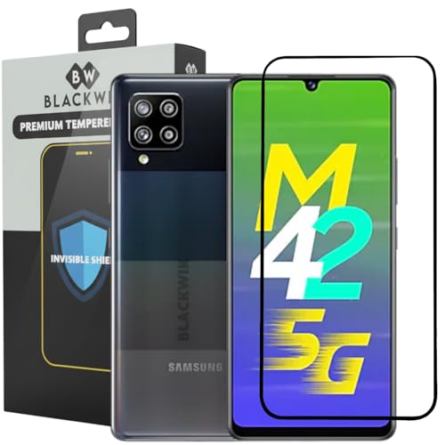 Image of Blackwik Tempered Glass Screen Protector for Samsung Galaxy M42 5G / M12 / M02S / M02 / A02S / A42 / iQOO Z9 Lite 5G with Edge-To-Edge Protector Coverage | Easy Installation Kit (Black)