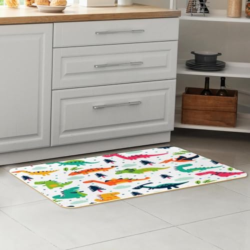 Alfombrillas de cocina de dinosaurio VAPOKF lavables y absorbentes pack de 2 7