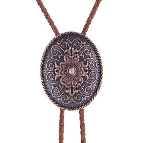 Image of GelConnie Floral Bolo Tie for Men Womens Bolo Tie Necklace Native American Black Men's Bolo Ties Western Cowboy Bolero Ties
