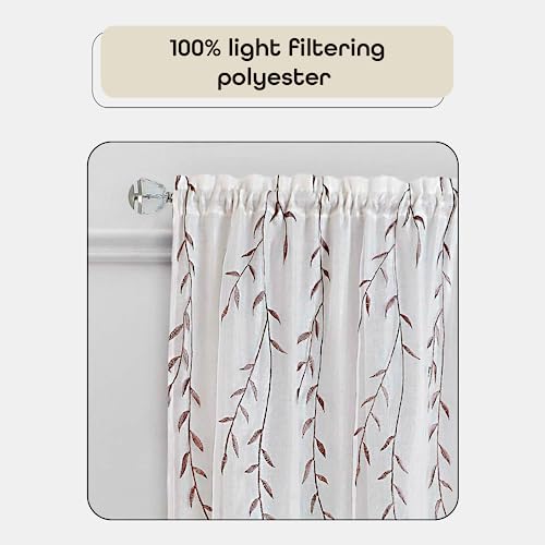 Achim Home Furnishings Willow Rod Pocket Window Curtain Panel Fenstervorhang aus Weidenstange, Polyester-Mischung, weiß, W 42 x L 84 (1