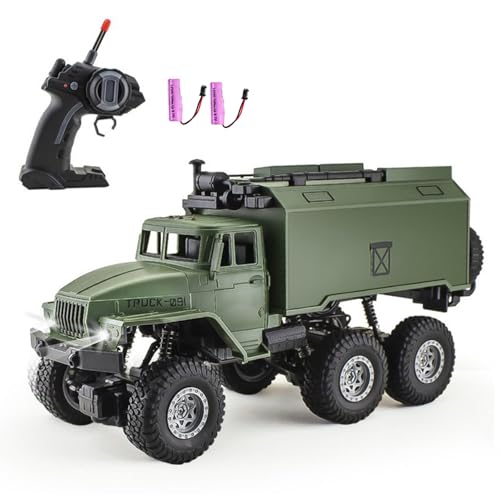GoolRC RC Military Truck, 1:16 Scale 6WD Remote Control Car, Off-Road RC Truck with LED Light and...