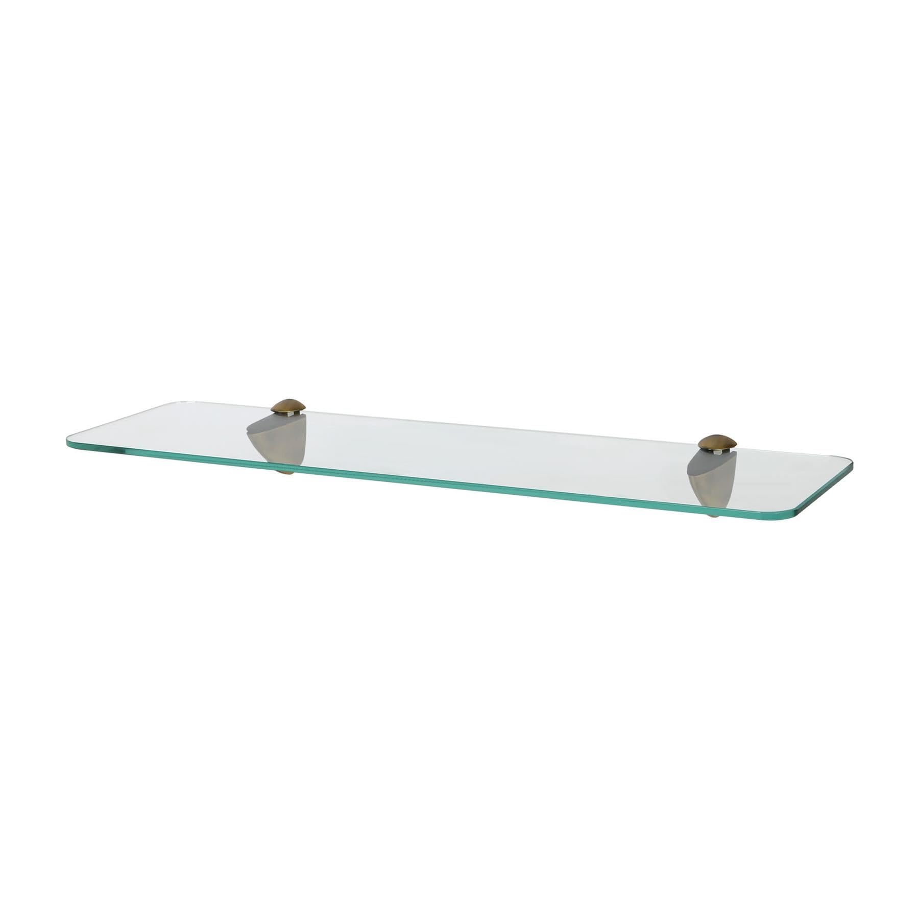 Harbour Housewares Rounded Floating Glass Bathroom Shelf - 50cm - Clear/Gold - 1x Wall-Mounted Kitchen Bedroom Shower Room Décor Caddy Towel Storage Organiser Shelving Rack with Brackets