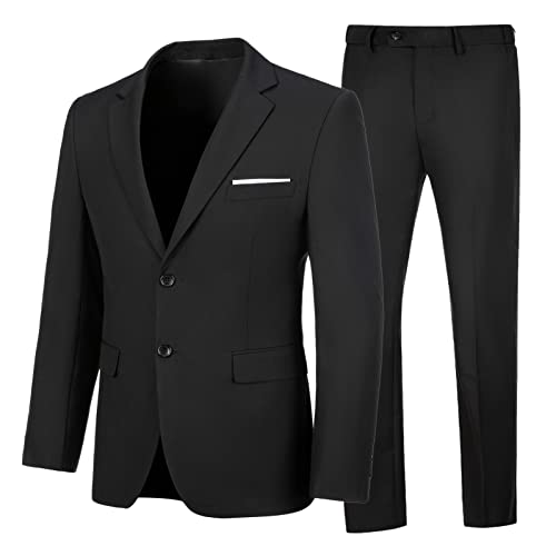 Mens 2 Piece Suit Slim Fit Business Wedding Party Tuxedo Dress Suits for Men Jacket and Pants Set