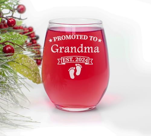 Promotedtograndmaest202415ozstemlesswineglassgiftsfornewgrandparentnewgrandmawineglassbirthdaygiftsmothersdaygifts Urban Country Home Decor Promoted to grandma est 2024 15oz stemless wine glass gifts for new grandparent new grandma wine glass birthday gifts mothers day gifts urban country home decor