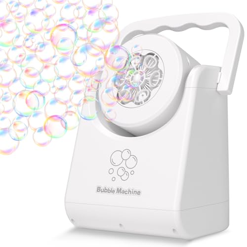 Image of IFLOVE Bubble Machine for Kids 3+-Automatic Bubble Blower with Adjustable Angle,5000+ Bubbles Per Minute,Portable Bubble Maker Toy for Boys Girls,Outdoor Party Wedding Easter Birthday Gifts (White 01)