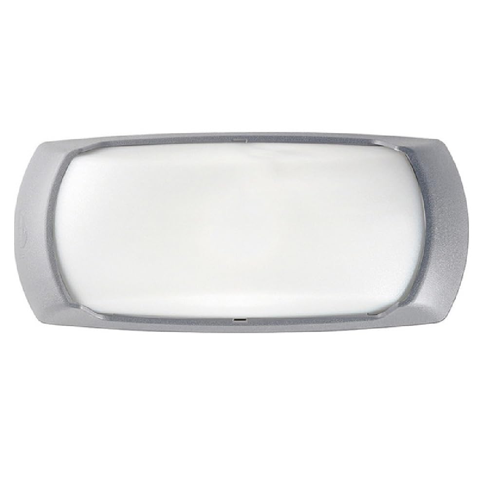 Britalia Grey Outdoor Modern Oval Curved Flush Bulkhead Wall Light With Opal Diffuser | 30Cm Wide | Ip66 Rated | 1 X Es E27 Lamp Bulb Required | Garden - Patio - Security | Polycarbonate Resin Coastal